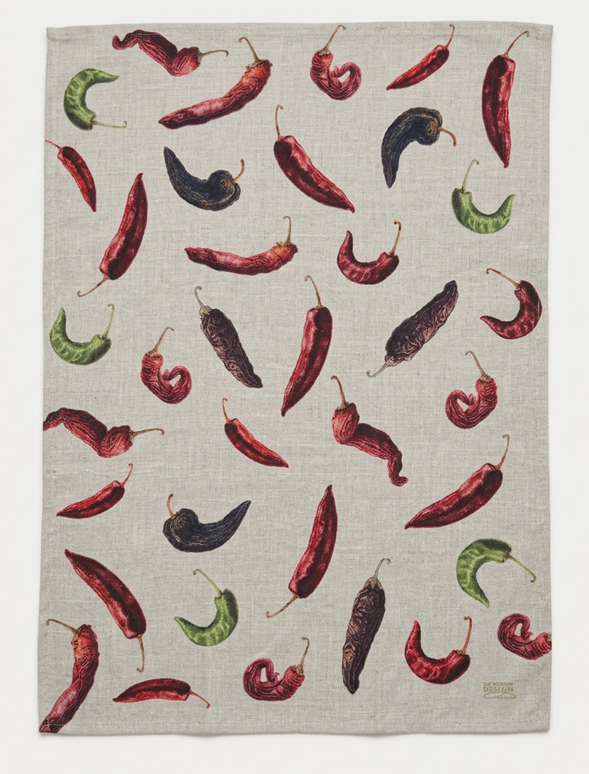 Tea Towel Chili Peppers - Linen