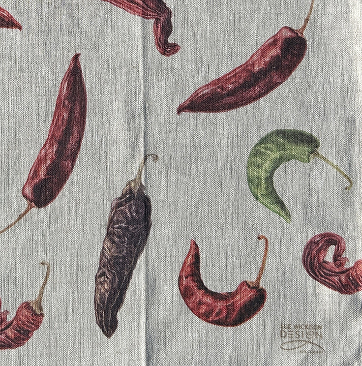 Tea Towel Chili Peppers - Linen