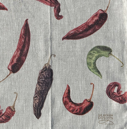Tea Towel Chili Peppers - Linen