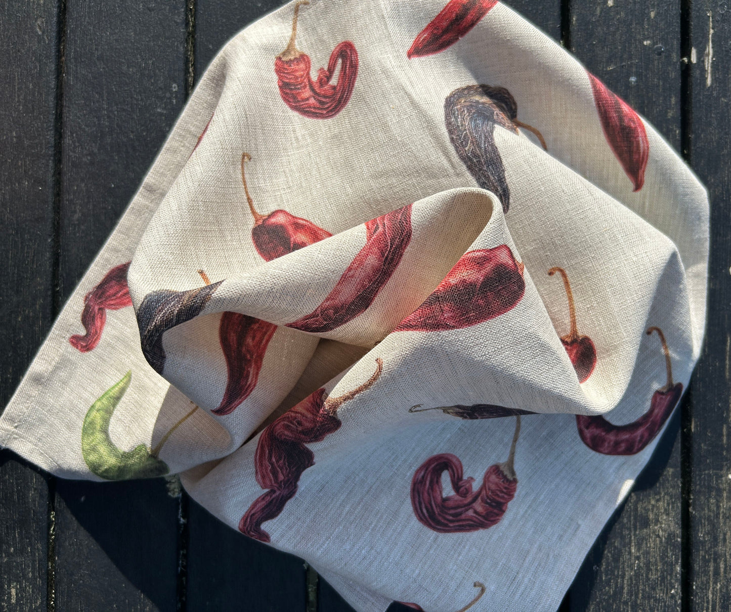 Tea Towel Chili Peppers - Linen