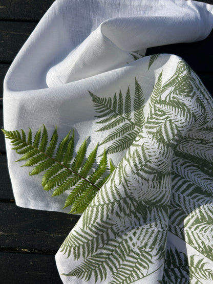 Tea Towel Fern Green - Linen