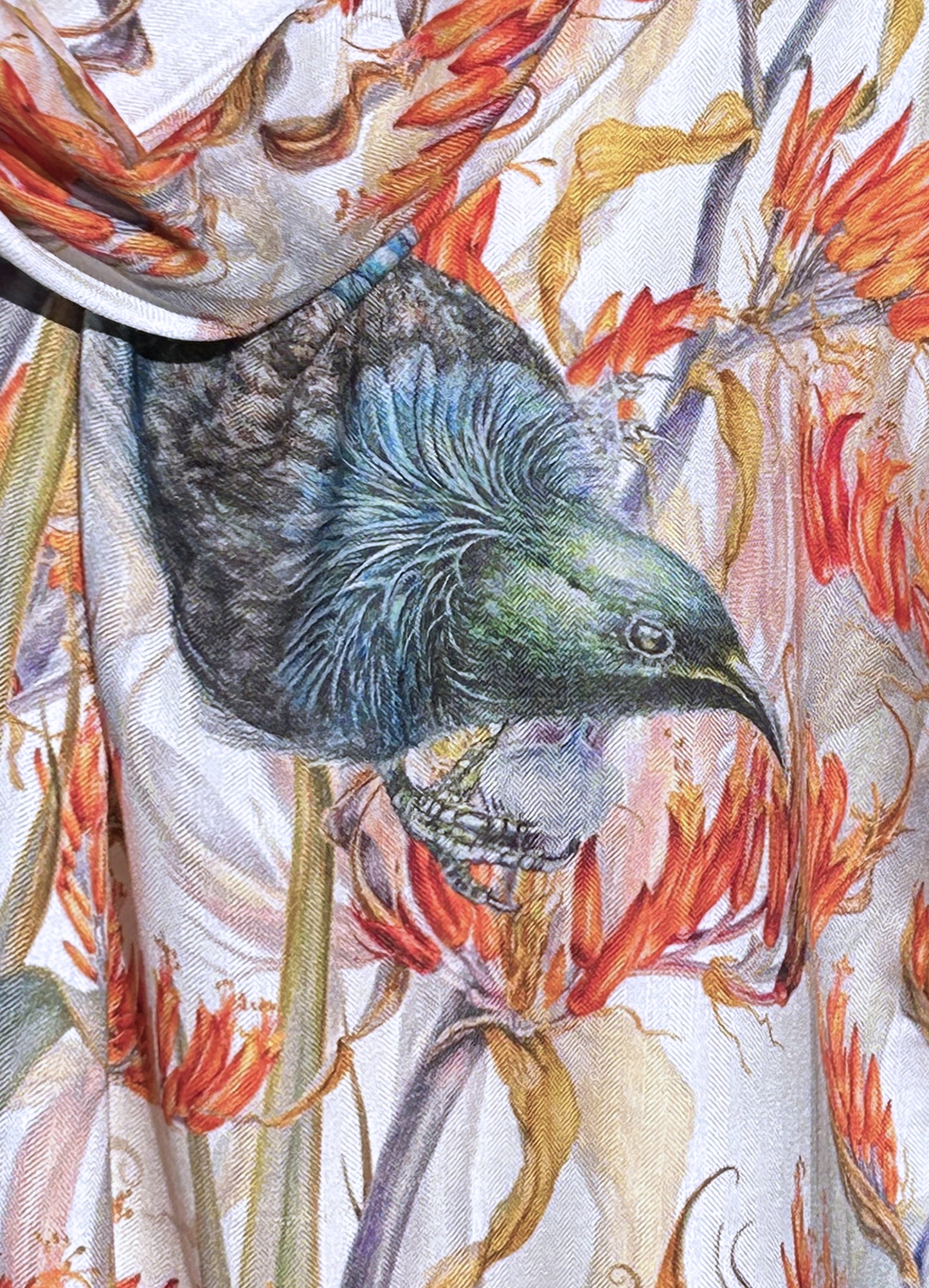 New Zealand Flax & Tui Wool & Silk Scarf