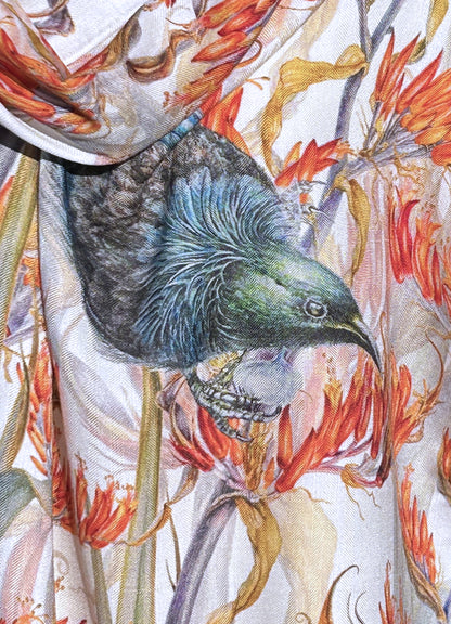 New Zealand Flax & Tui Wool & Silk Scarf